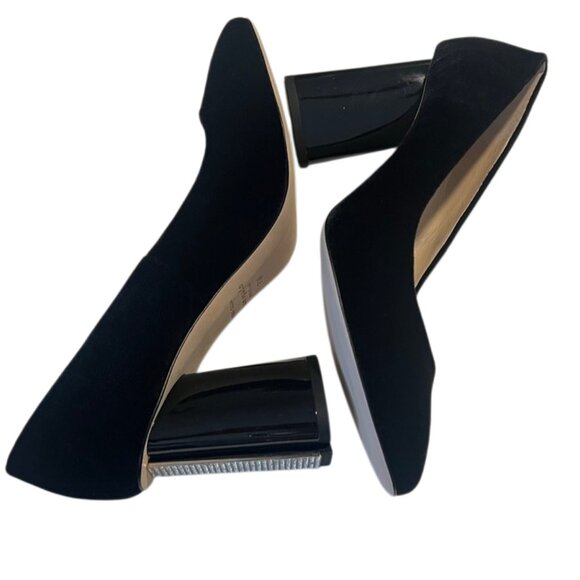 Kate Spade Sybil Black Velvet Rhinestone Block Heels Pumps Size 7 NIB - Picture 4 of 11